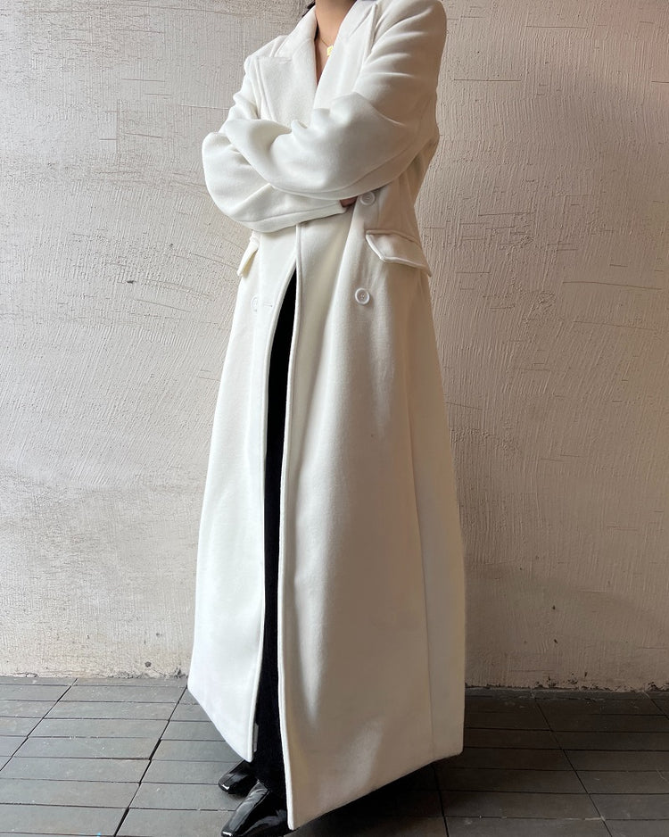 Waist double-breasted long coat_BDHL5326