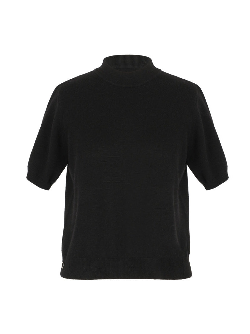 High-Neck Short-Sleeved Knit Tops_BDHL8106