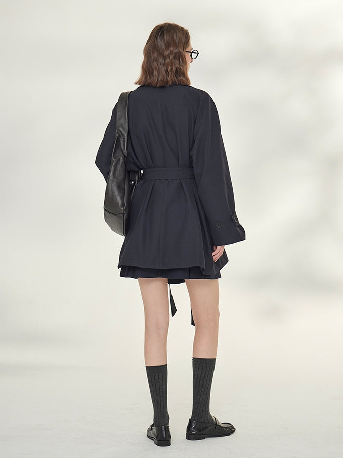 Tide Drawstring Short Trench Coat_BDHL7735