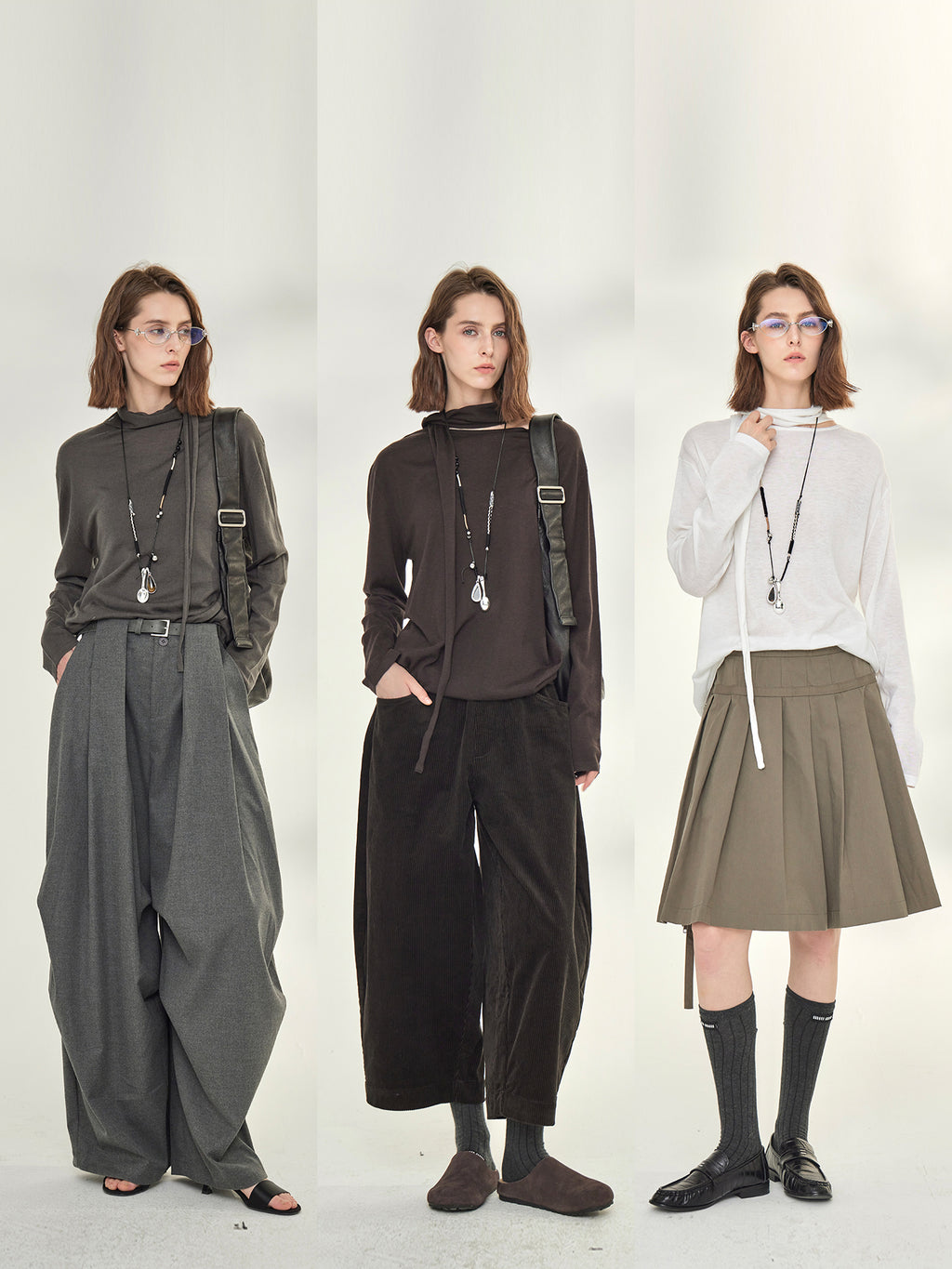 Ribbon-Tie Short-Sleeved Or Long-Sleeved Tops_BDHL7790
