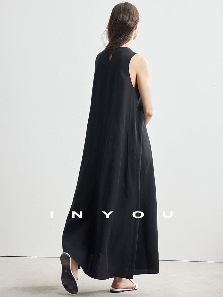 Simple Tucked Sleeveless Dress_BDHL7181