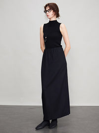 Back Slit Straight Long Skirt_BDHL6696