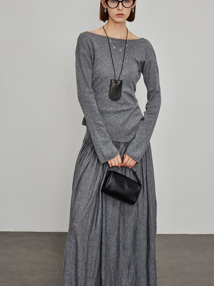 Knitted Slit Tops or Pleated Skirt_BDHL6450