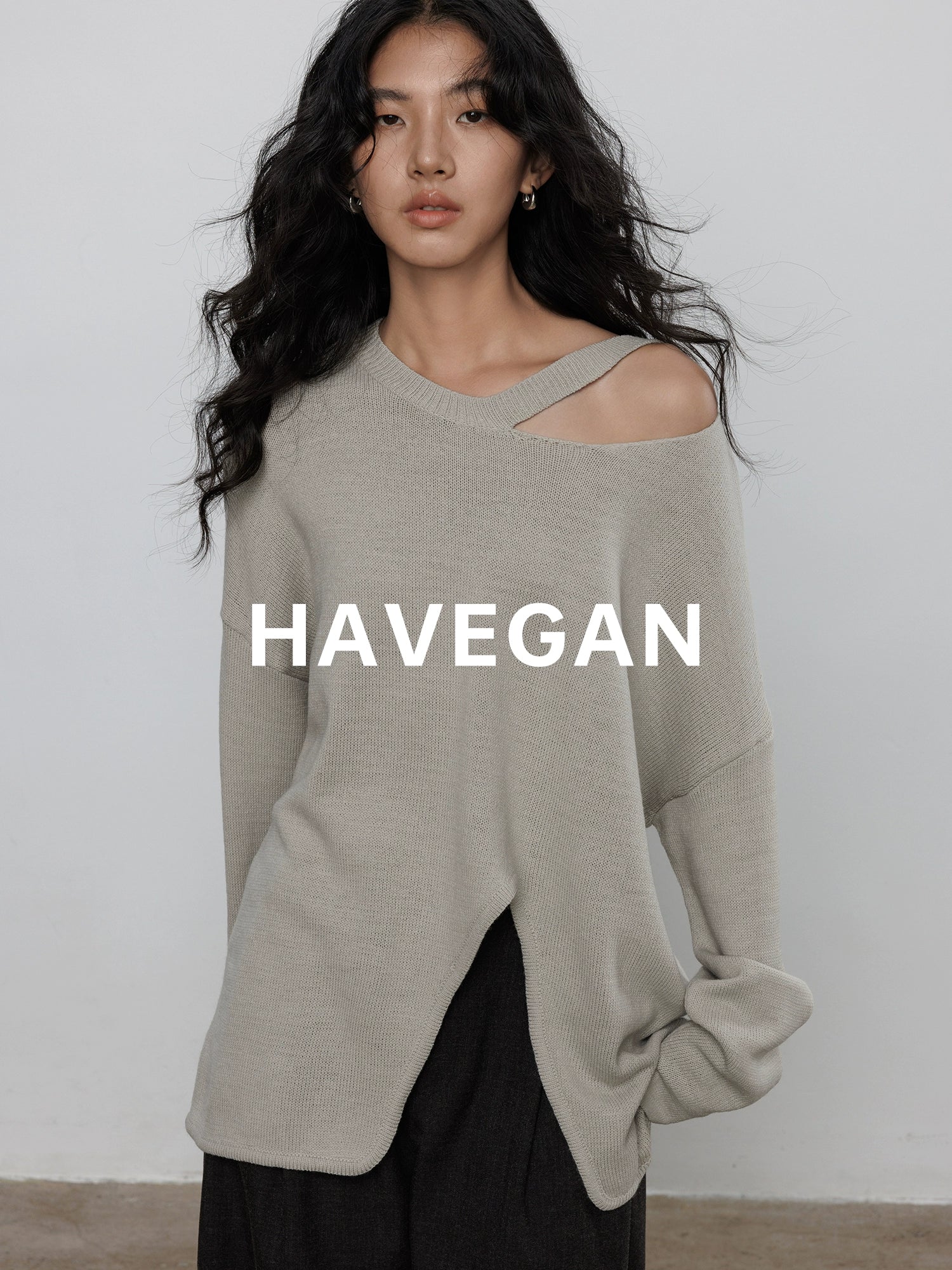 Round-Neck Slit Knit Tops_BDHL7707 