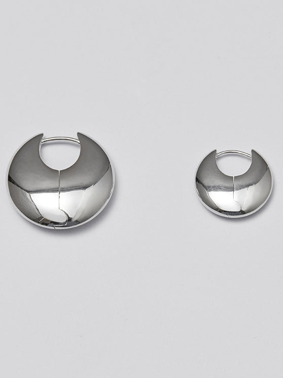 Round Silver Pierced Earrings_BDHL7463