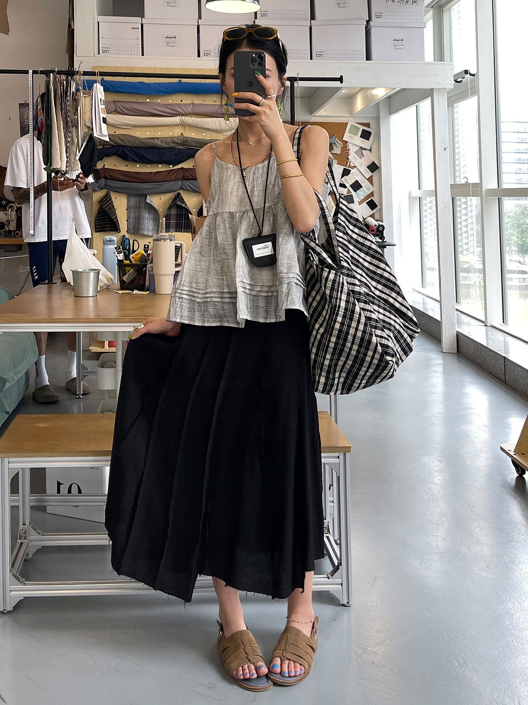 Splicing Draped A-Line Skirt_BDHL7542