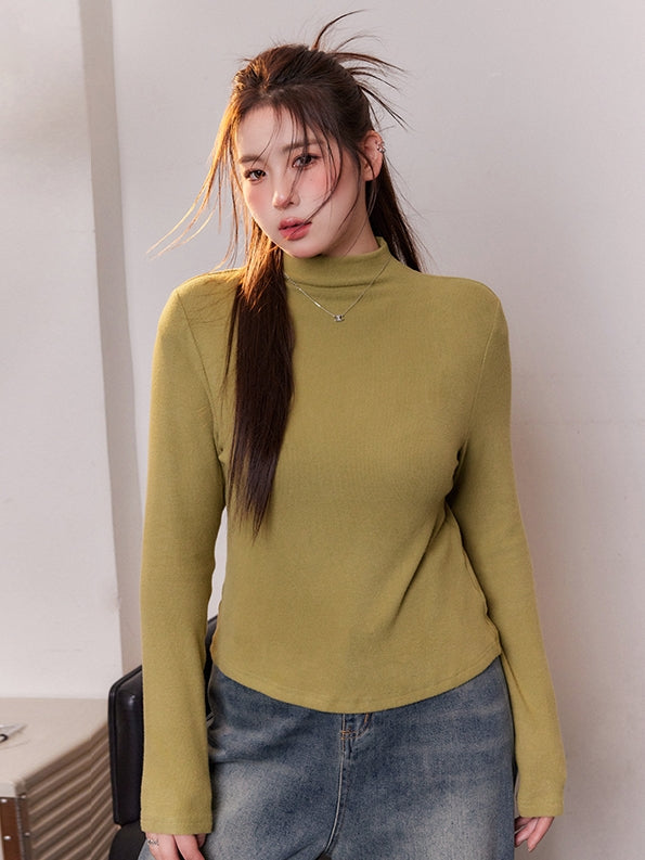 Half Turtleneck Collar Slim Tops_BDHL6834