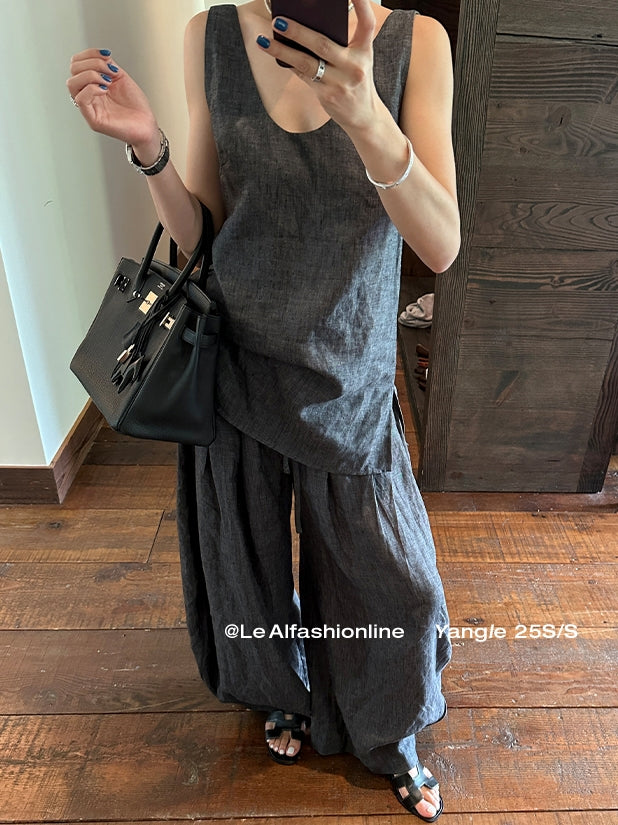 Loose Sleeveless Top Or Pants_BDHL7616
