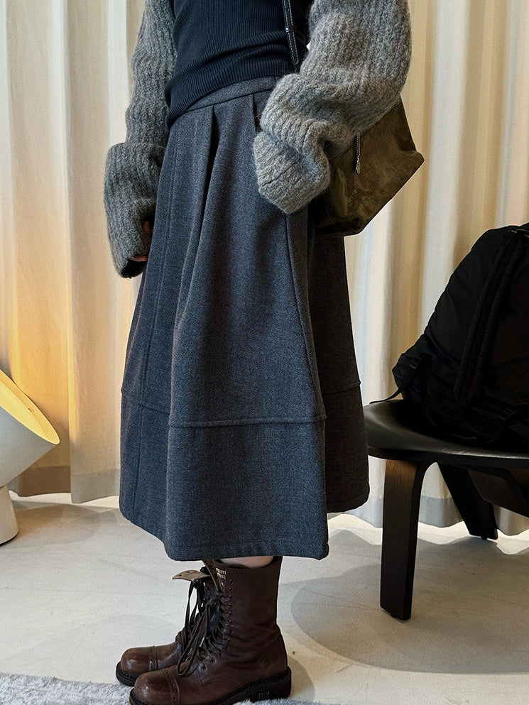 Patchwork A-Line Midi Skirt_BDHL8153