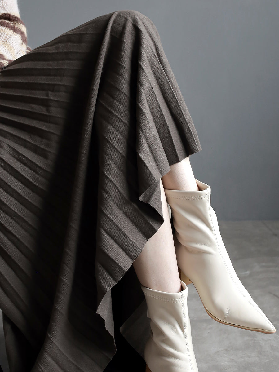 High-Waisted Pleated Maxi Skirt_BDHL7931