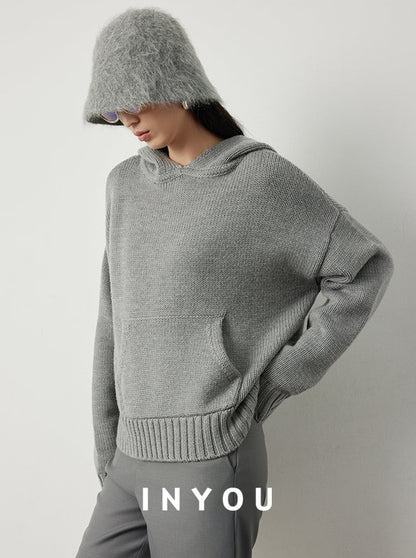 Double-strand yarn hooded sweater_BDHL5291