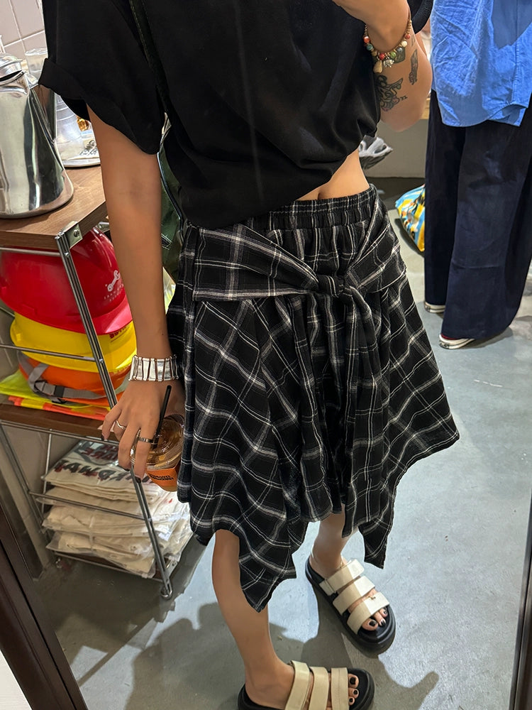 Plaid A-Line Irregular Skirt_BDHL6104