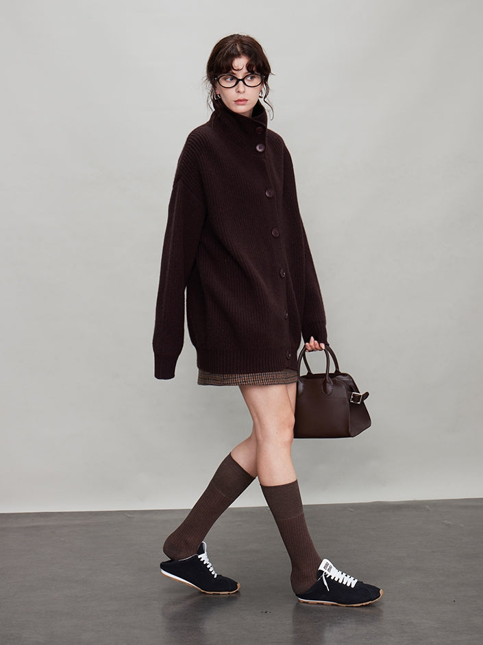 厚針織長版翻領開襟衫_BDHL7942