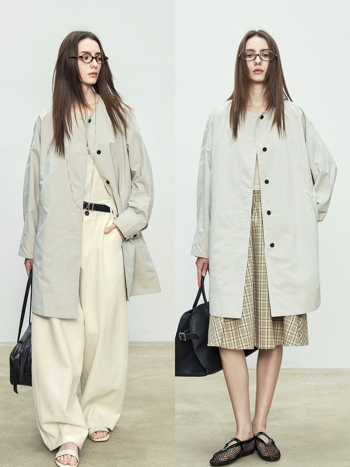 Collarless Long Windbreaker_BDHL7102