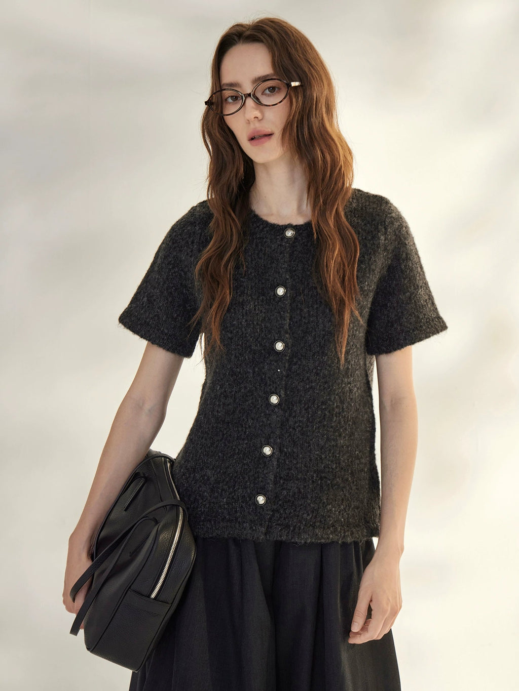 Round-Neck Knit Cardigan_BDHL7736