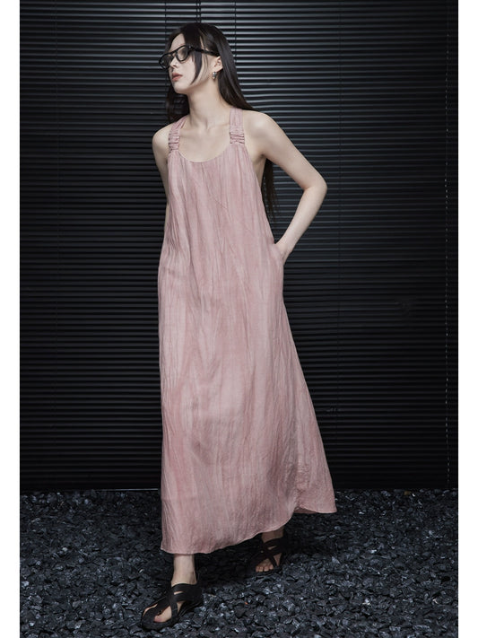 Pink Halter-Neck Dress_BDHL5927