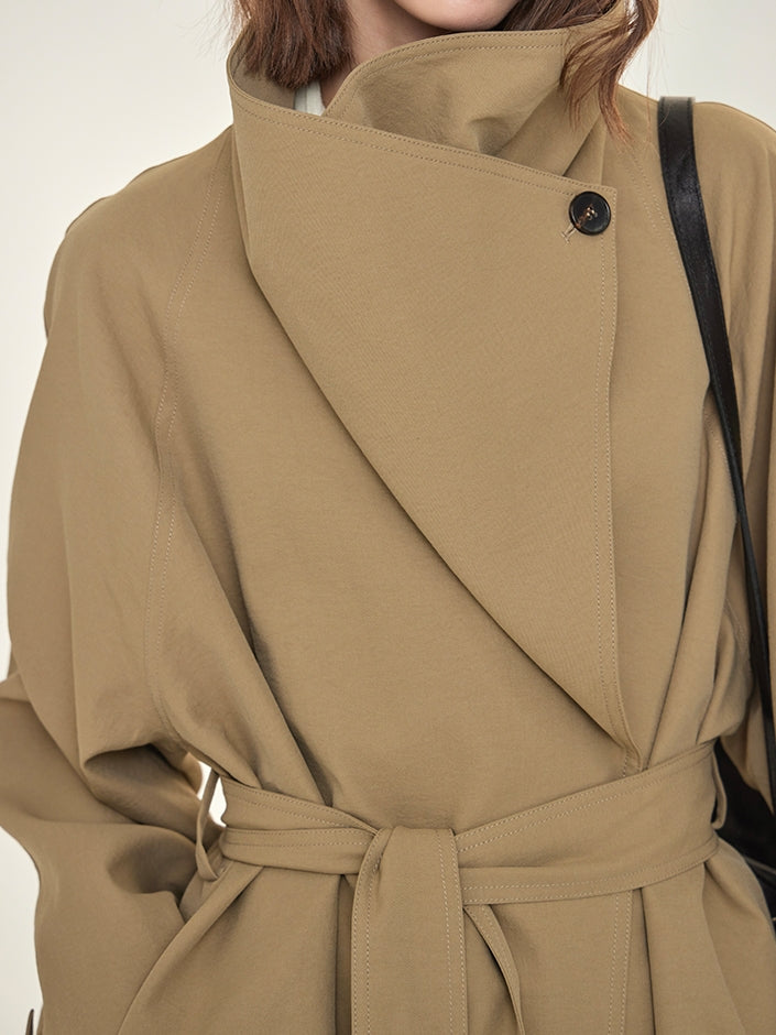 Tide Drawstring Short Trench Coat_BDHL7735