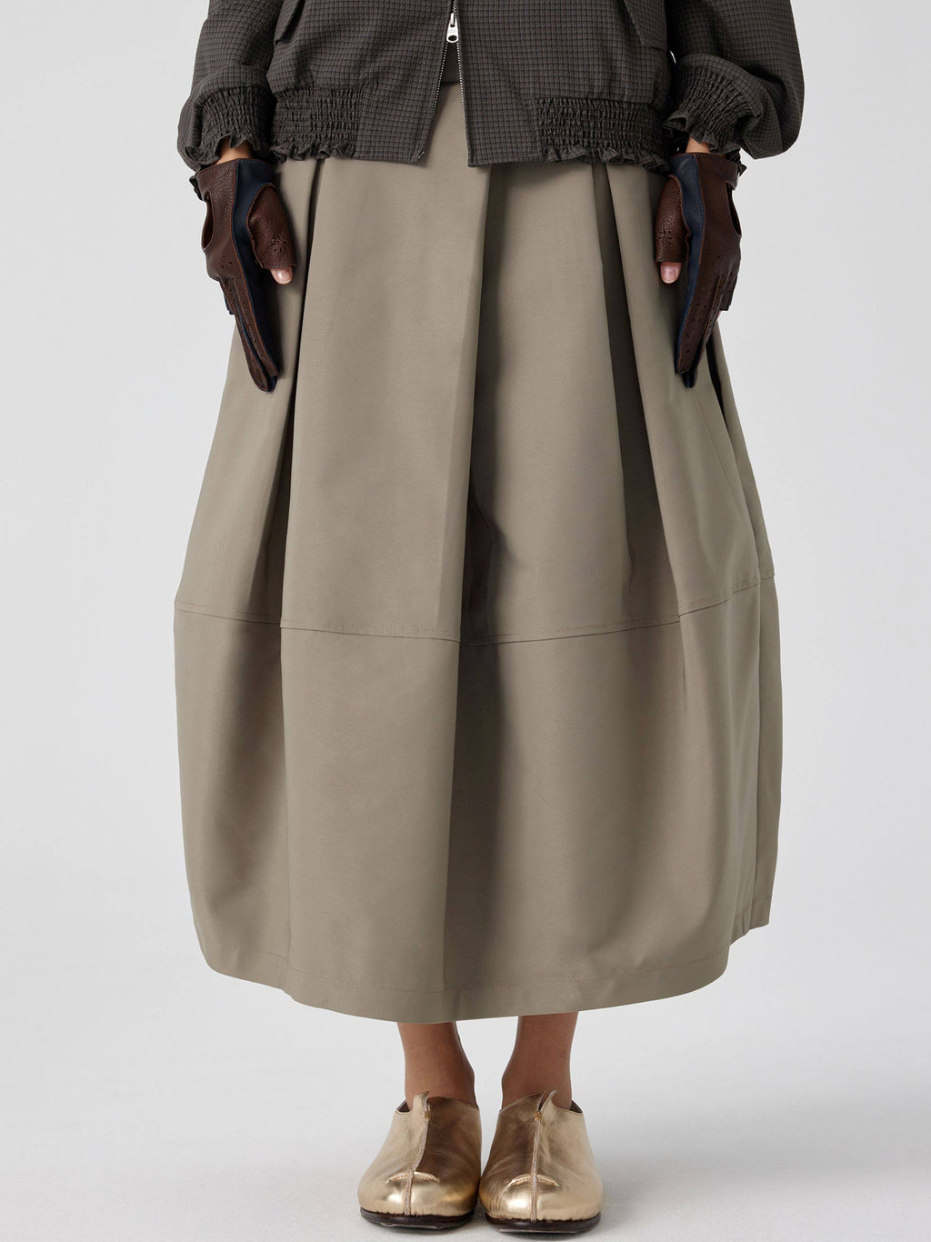 Pleated Bubble Long Skirt_BDHL8168