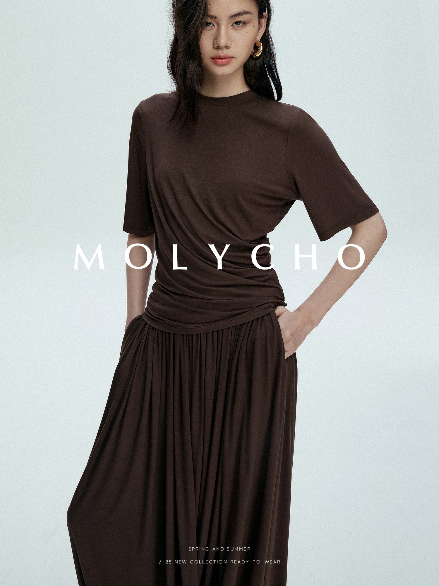 Pleated Long Skirt Pants_BDHL7398