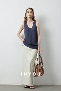 Back Slit Straight Long Skirt_BDHL6148