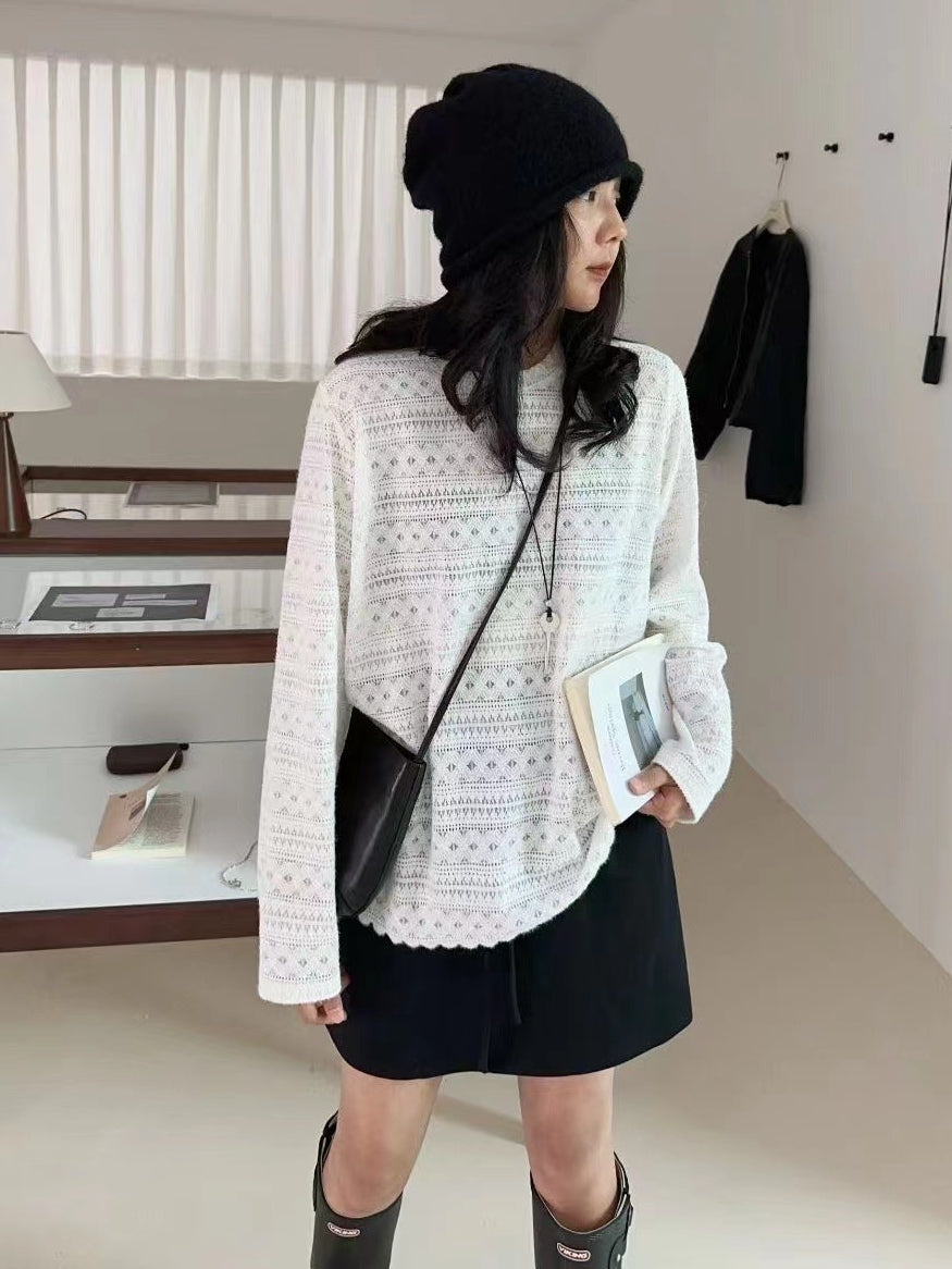 Lace Long-Sleeved Tops_BDHL7742