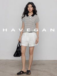 Polo Collar Border Tops_BDHL7232