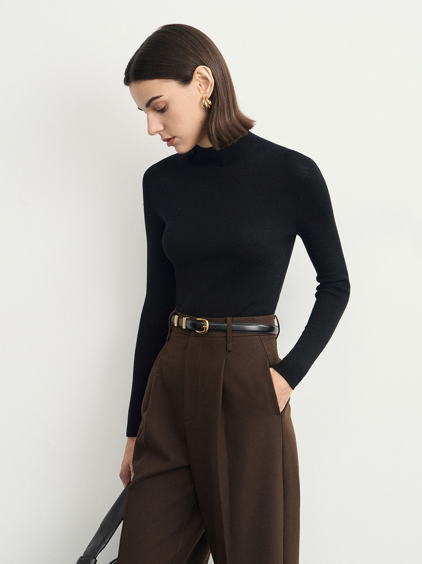 Seamless Half Turtleneck Tops_BDHL6623