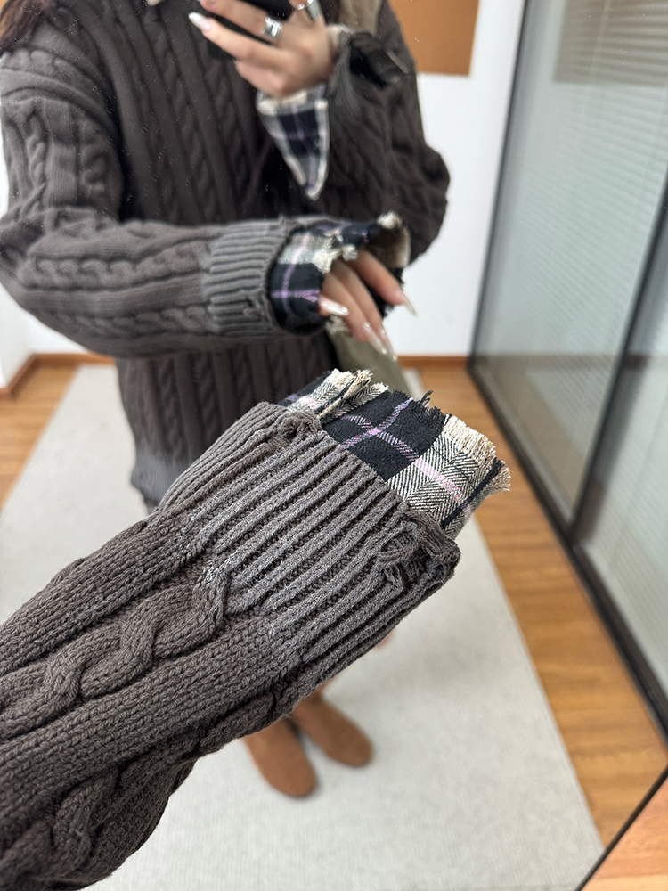 Cable Knitting Damaged Design Knit_BDHL6932