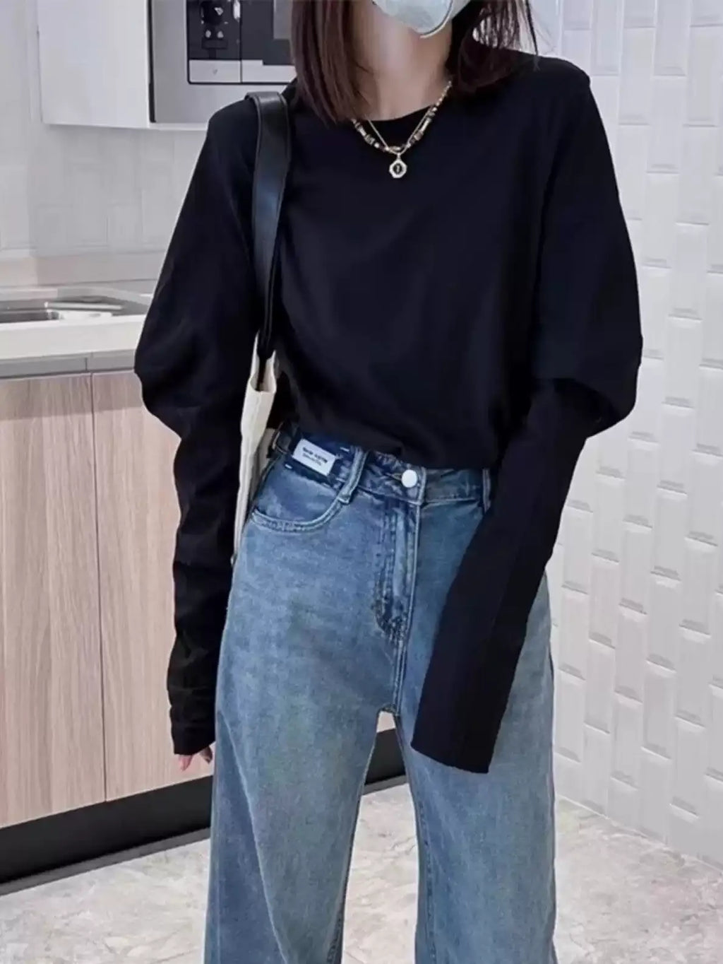 Puff Sleeve Long Sleeve Tops_BDHL8008