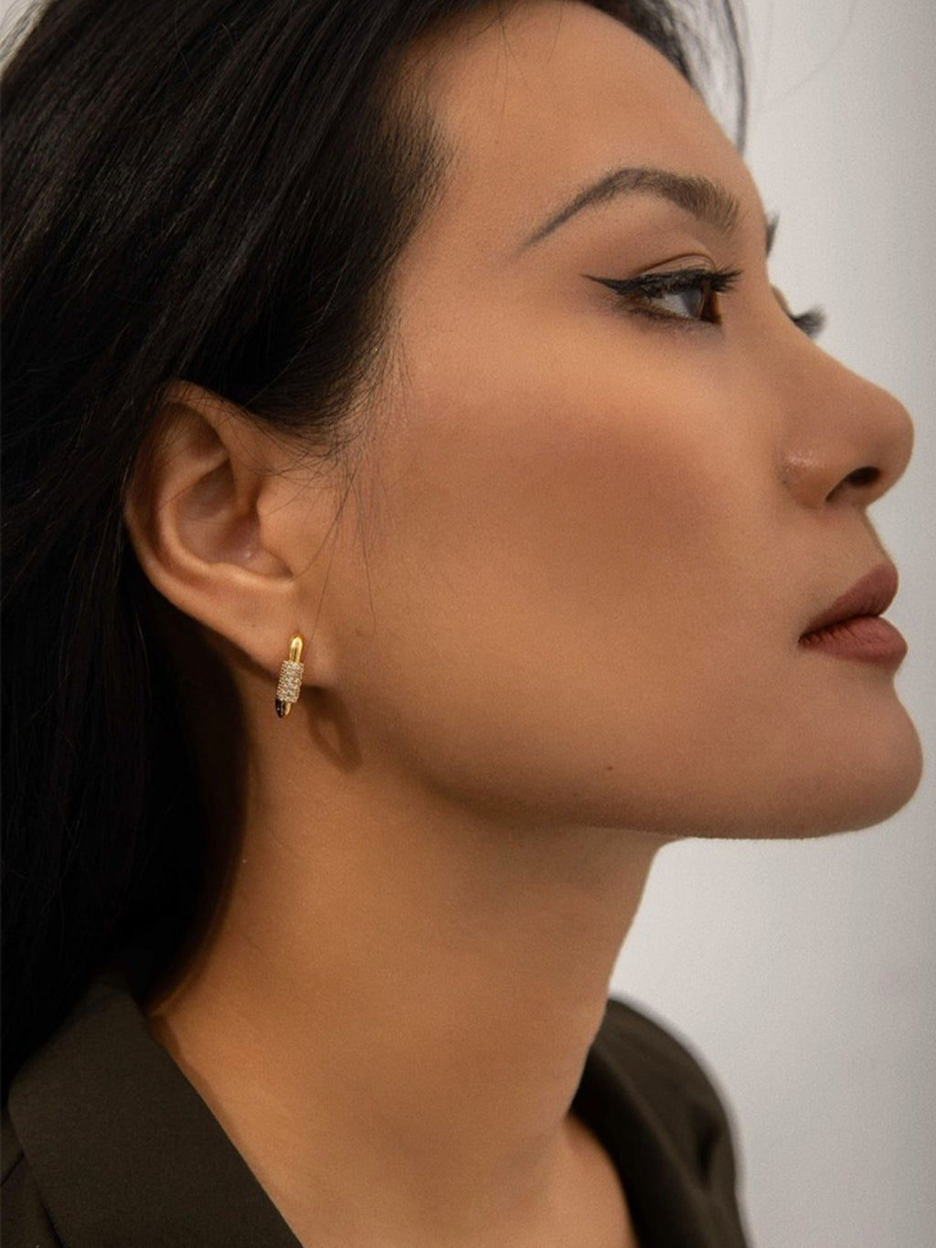 Square French Style Pierced Earrings_BDHL8014