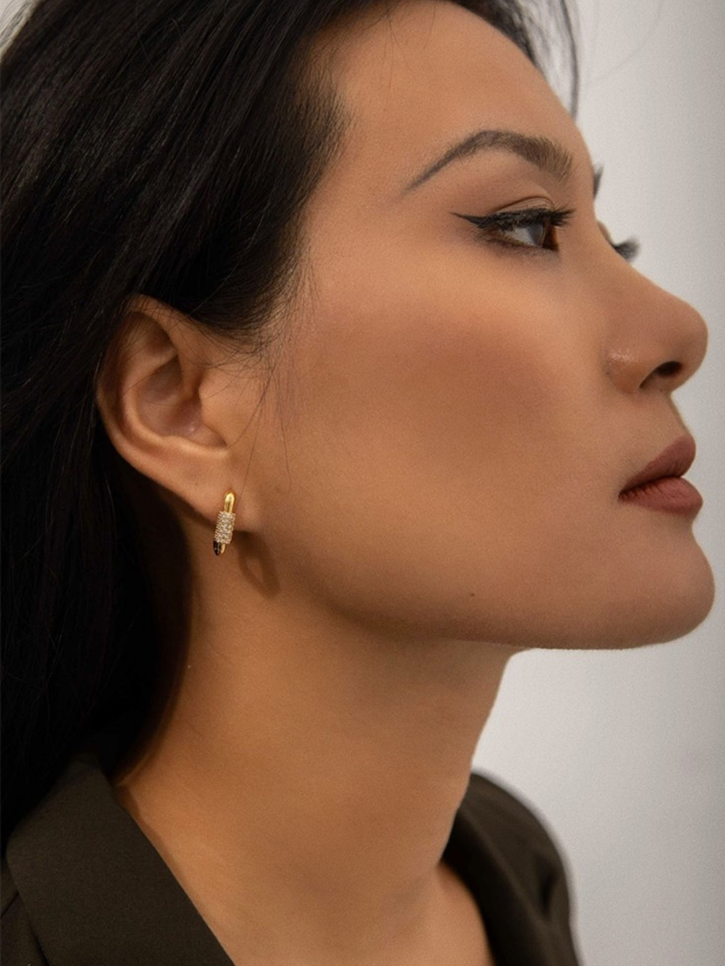 Square French Style Pierced Earrings_BDHL8014