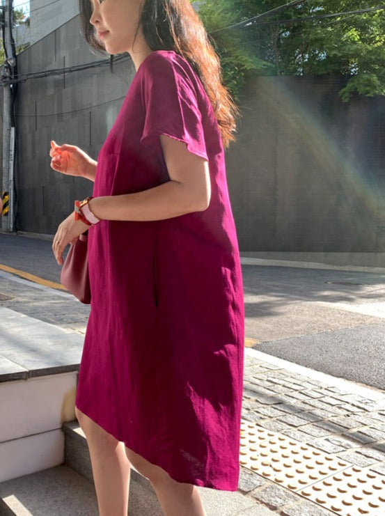 Short Sleeve Midi Length Dress_BDHL6274