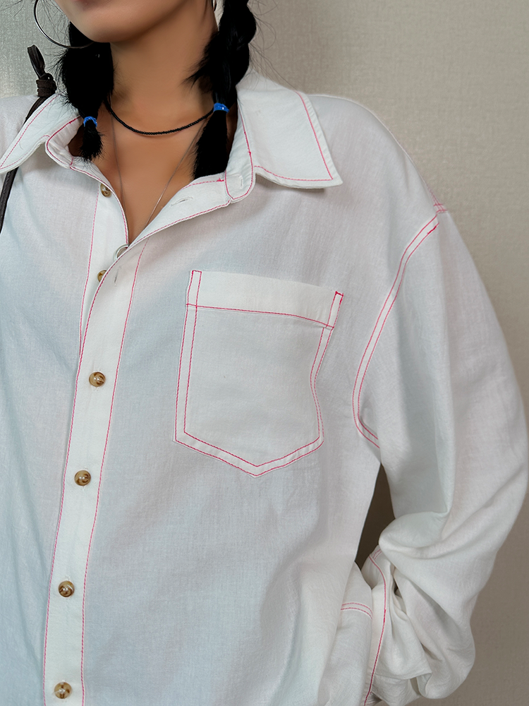 Topstitch Long Sleeve Shirt_BDHL6408