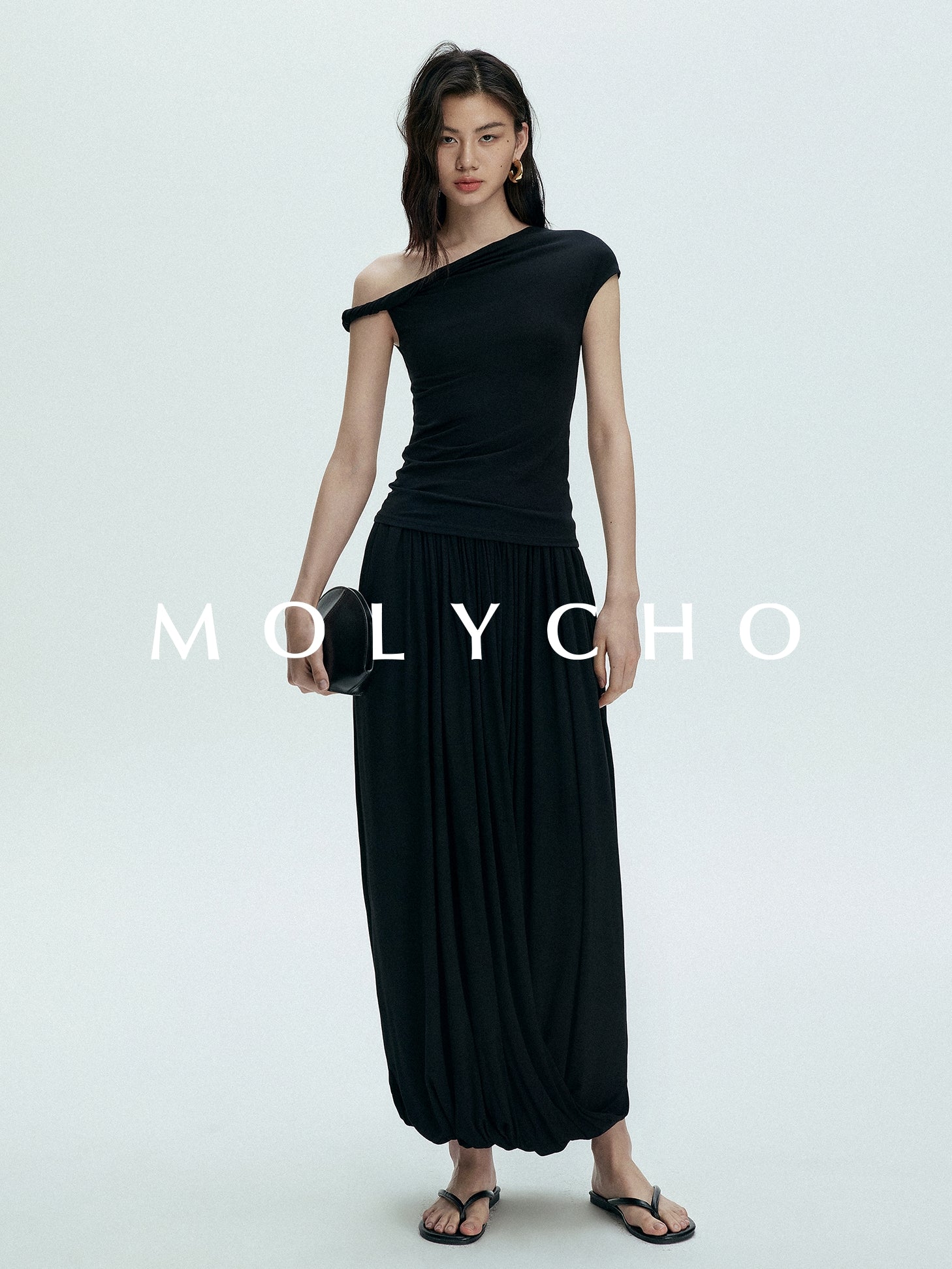 Pleated Long Skirt Pants_BDHL7398