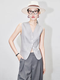 Thin Sleeveless Button Vest_BDHL6021