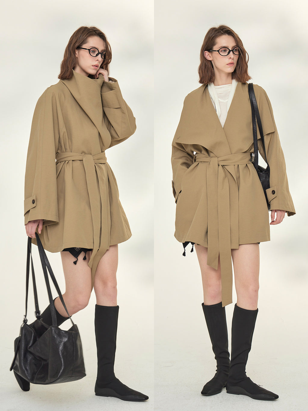 Tide Drawstring Short Trench Coat_BDHL7735