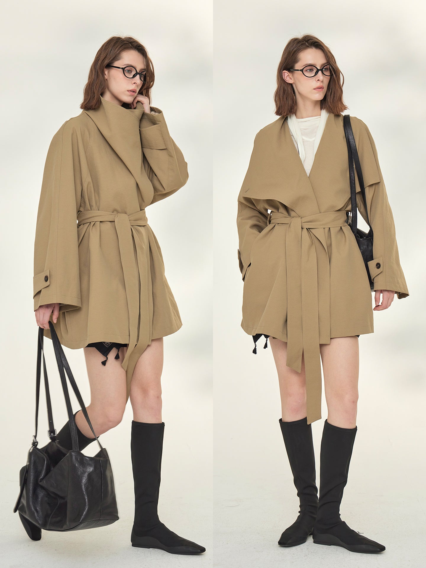 Tide Drawstring Short Trench Coat_BDHL7735