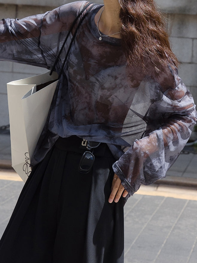 Thin Mesh Long-Sleeved Tops_BDHL7534
