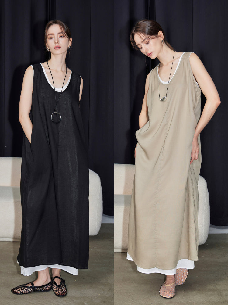 U-Neck Sleeveless Dress Set_BDHL7599