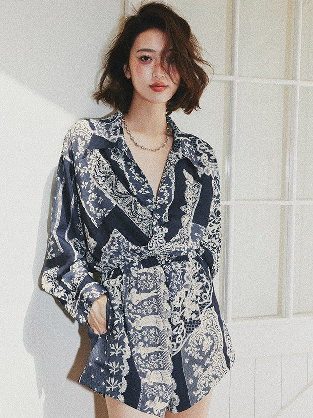 Loose-Fitting Shirt Jumpsuit Shorts_BDHL7538