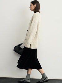 Loose Silhouette V-Neck Cardigan_BDHL6542