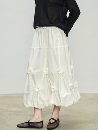 Flower Bud Elastic Pleated Skirt_BDHL7094