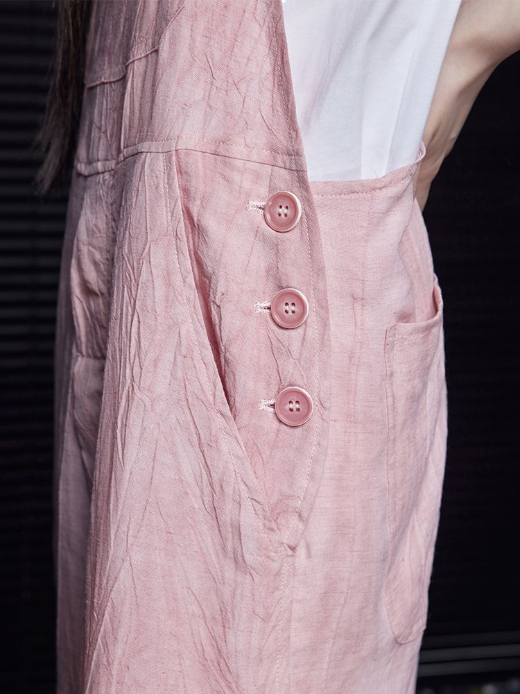 Retro Design Pink Thin Overalls_BDHL6025