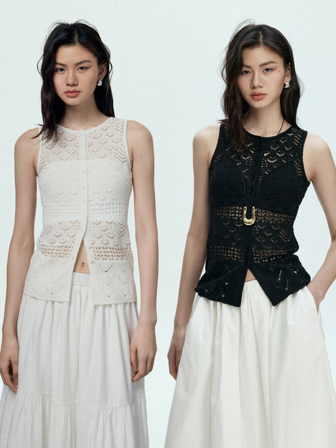 Knitted Hollow Sleeveless Tops_BDHL7433