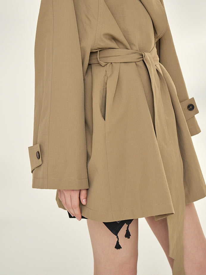 Tide Drawstring Short Trench Coat_BDHL7735