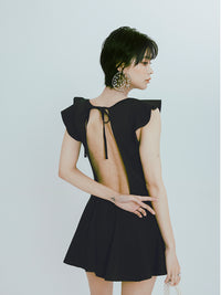 Fairy Skirt Style Conservative Backless One Piece Swimsuit_HL3238