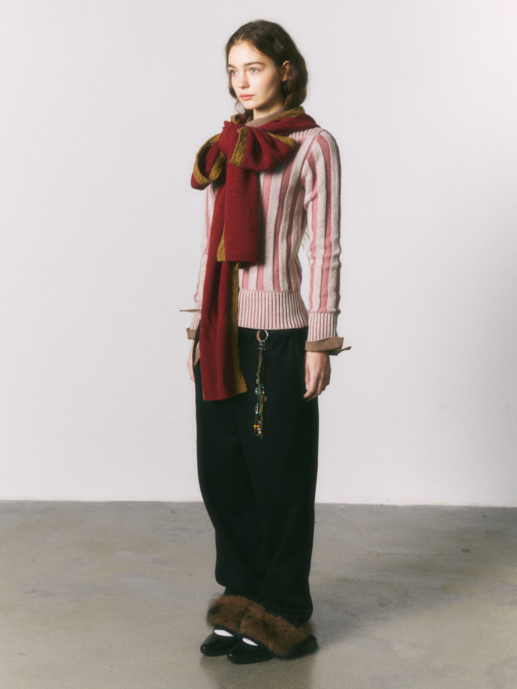 Contrast Color Hooded Scarf_BDHL6963