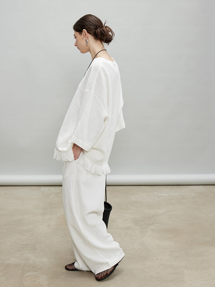 V-Neck Fringe Tops Or Tassel Wide Pants_BDHL7192
