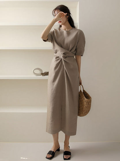 Twist Waist Slim Dress_BDHL6278