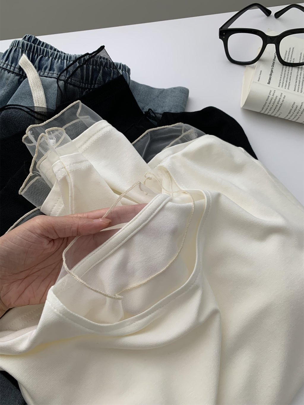 Mesh Round Neck Tops_BDHL8013